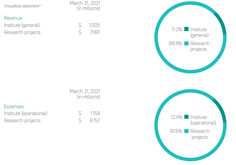 unaudited Bruyère Research Institute financial statement