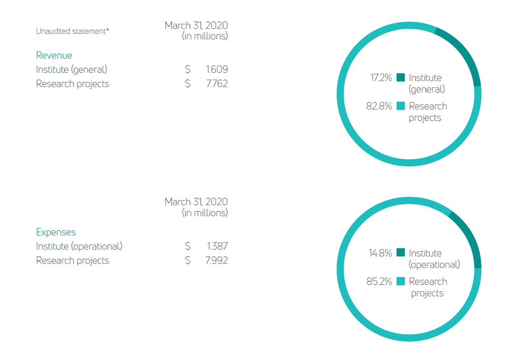 Bruyère Research Institute financials for 2019-2020